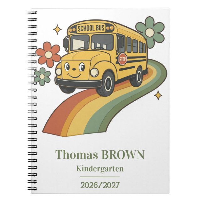 Cuaderno Autobús Escolar Retro Arcoíris Jardín de Infancia (Frente)