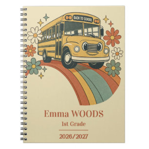 Cuaderno Autobús Escolar Retro Arcoíris Regreso a Clases 1e
