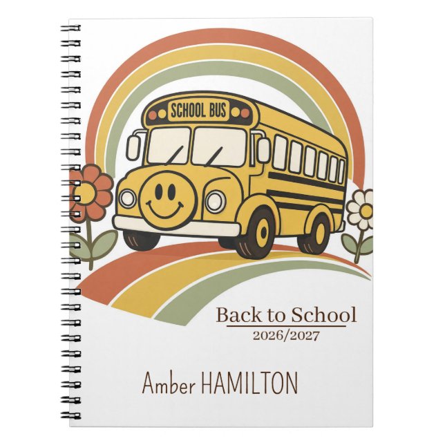 Cuaderno Autobús Escolar Retro Arcoíris Regreso a Clases No (Frente)
