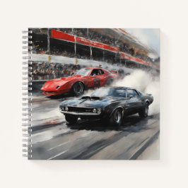 Cuaderno Automóviles de Músculo Rojo y Negro