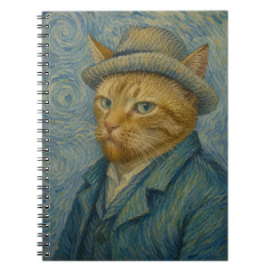 Cuaderno Autorretrato de gato al estilo Van Gogh Arte vinta