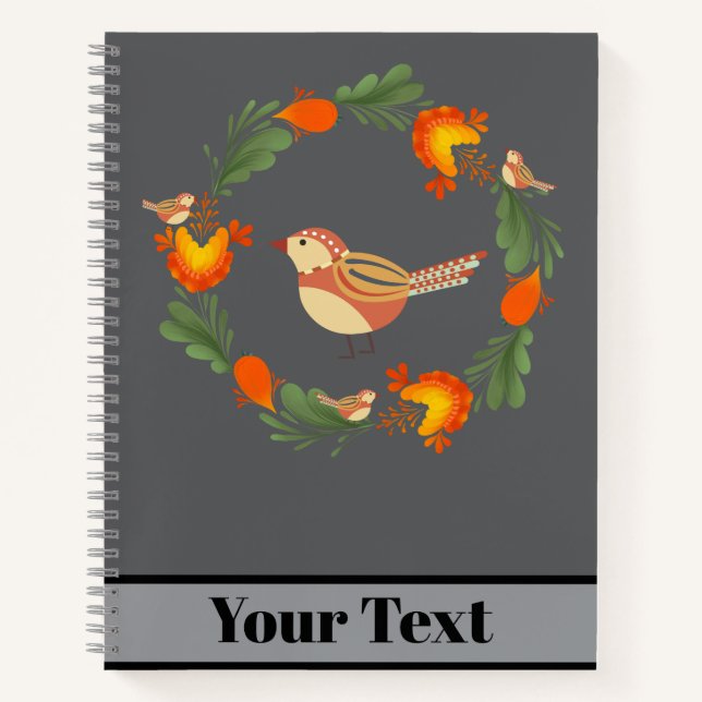 Cuaderno Autumn Bird Folk Art (Anverso)