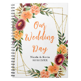 Cuaderno Autumn Burgundy and Orange Flowers