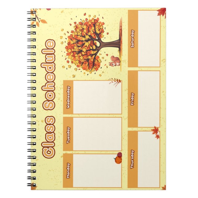 Cuaderno Autumn Class Schedule with Cute Fall Illustrations (Frente)
