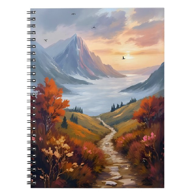 Cuaderno Autumn Daydreams | Fall Mountain Landscape Painted (Frente)