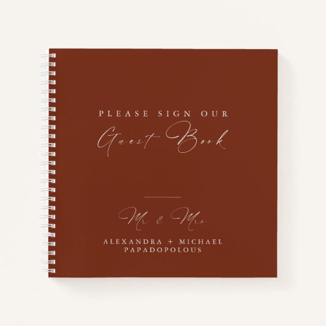 Cuaderno Autumn Elegant Minimal Boda Guest Book (Anverso)