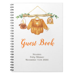 Cuaderno Autumn Fall Clothes Line Girl Baby Shower Guest 