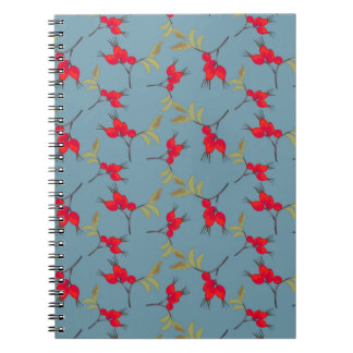 Cuaderno Autumn Fall Notebook with rosehip pattern