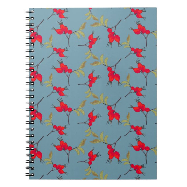 Cuaderno Autumn Fall Notebook with rosehip pattern (Frente)