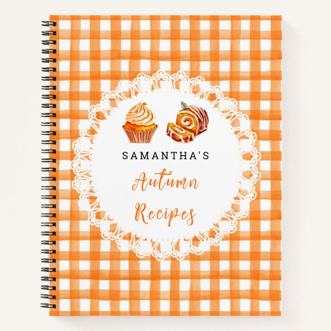 Cuaderno Autumn Fall Recipes Orange Gingham (Anverso)