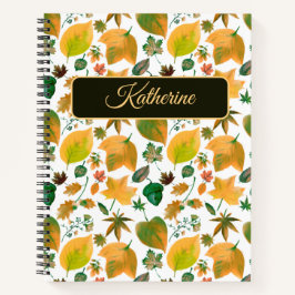 Cuaderno Autumn Floral with a custom name Green