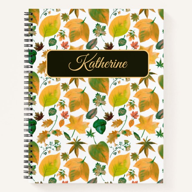 Cuaderno Autumn Floral with a custom name Green (Anverso)