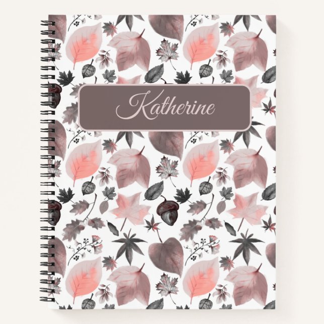 Cuaderno Autumn Floral with a custom name Pink (Anverso)