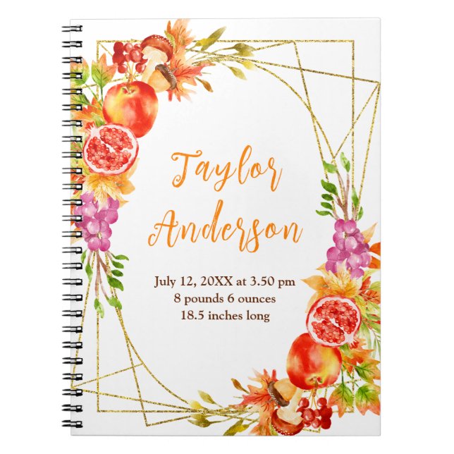 Cuaderno Autumn Harvest Baby Birth Stats (Frente)