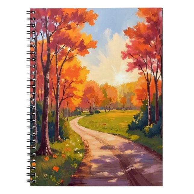 Cuaderno Autumn Path | Red Foliage Nature Landscape (Frente)