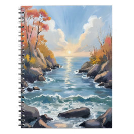 Cuaderno Autumn River Sunlight Fall Landscape Watercolor