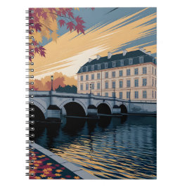 Cuaderno Autumn Riverside European City Illustration Art