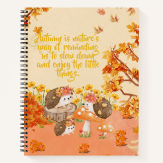 Cuaderno Autumn Whimsy: Los erizos en un bosque acogedor
