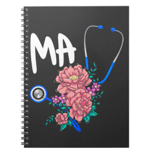 Cuaderno Auxiliar médico Enfermera Flor Estetioscopio Flor