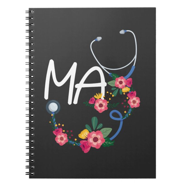 Cuaderno Auxiliar médico Stethoscope Flor (Frente)