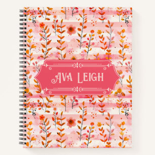 Cuaderno Ava Leigh Rosa y Naranja acuarela Floral Deluxe