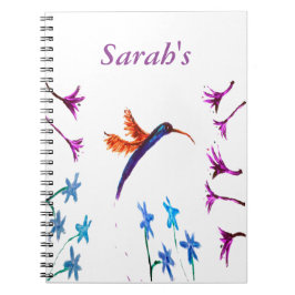 Cuaderno Ave Art Floral Hummingbird Personalizado