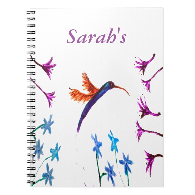 Cuaderno Ave Art Floral Hummingbird Personalizado (Frente)