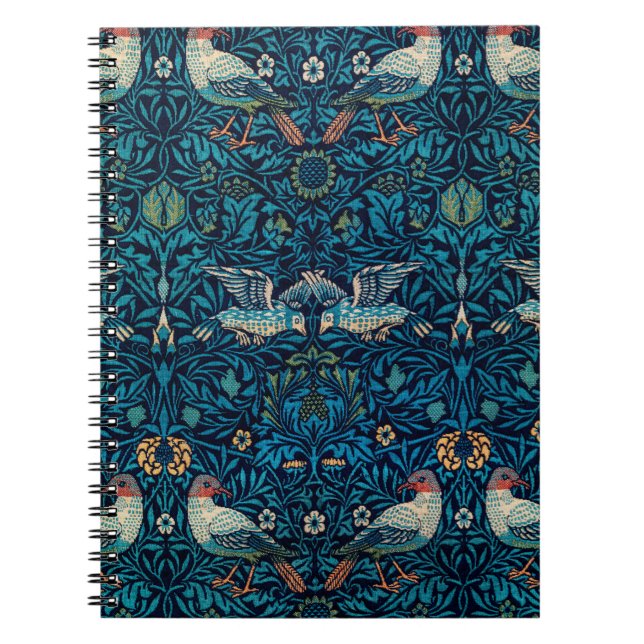 Cuaderno Ave azul vintage de William Morris (Frente)