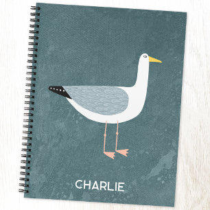Cuaderno Ave costera de gaviota personalizada