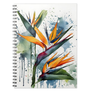 Cuaderno Ave del Paraíso - Flores de acuarela