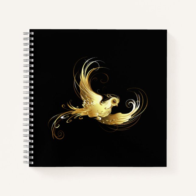 Cuaderno Ave dorada sobre fondo negro (Anverso)