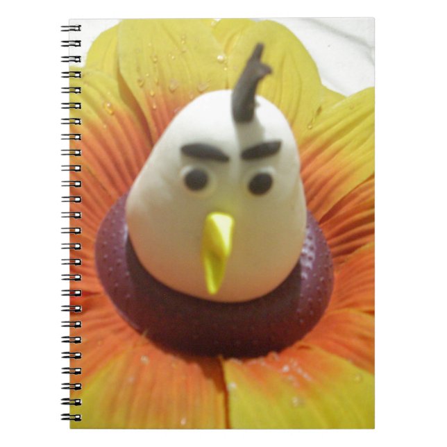 Cuaderno Ave esculpida en la imagen de arte de girasol (Frente)