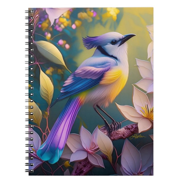 Cuaderno Ave Fantasía Amarilla Violeta Tufted (Frente)