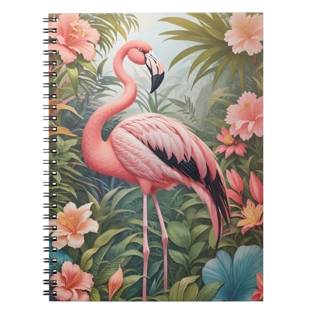 Cuaderno Ave grandiosa rosa tropical Flamingo (Frente)