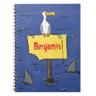 Cuaderno Ave marina divertida rodeada por un personalizado