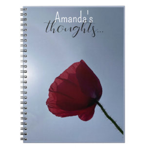 Cuaderno Ave roja cornualina personalizada con cielo gris