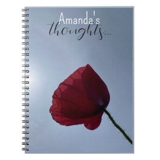 Cuaderno Ave roja cornualina personalizada con cielo gris