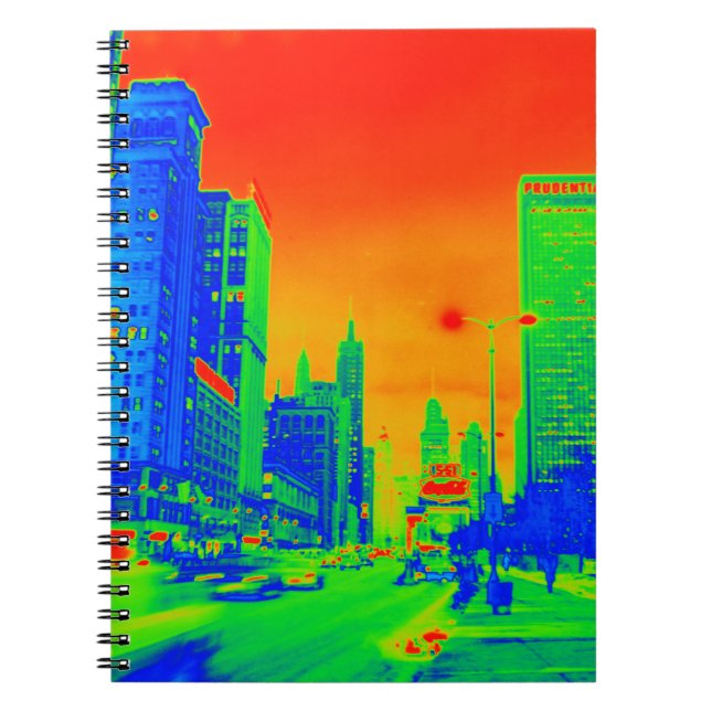 Cuaderno Avenida Michigan de Chicago en noche de 1967 Neon  (Frente)