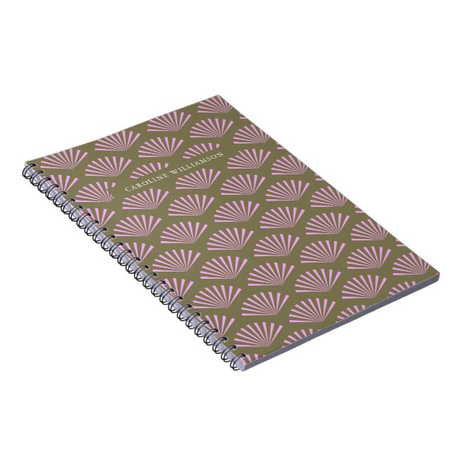 Cuaderno Aventadores Art Deco Olivo y Lila para Despedida d (Lado Derecho)