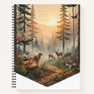 Cuaderno Aventura de animales del bosque al atardecer