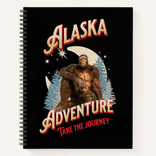 Cuaderno Aventura de Bigfoot de Alaska Arte de Retro Natura