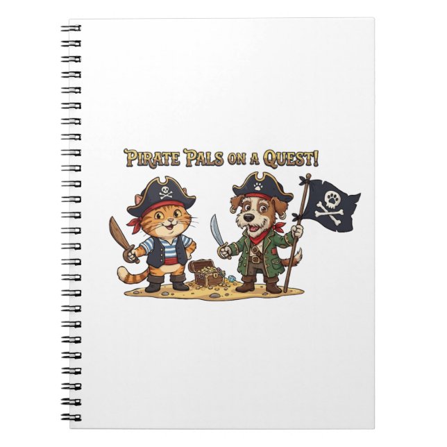 Cuaderno Aventura de gato y perro pirata lindo (Frente)