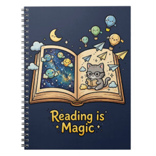 Cuaderno Aventura de lectura mágica - Diseño kawaii de libr
