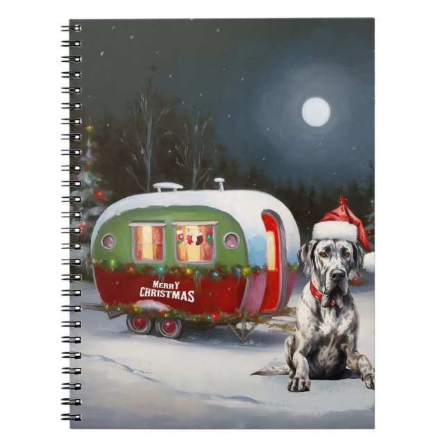 Cuaderno Aventura de los Navidades de Winter Great Dane Car (Frente)
