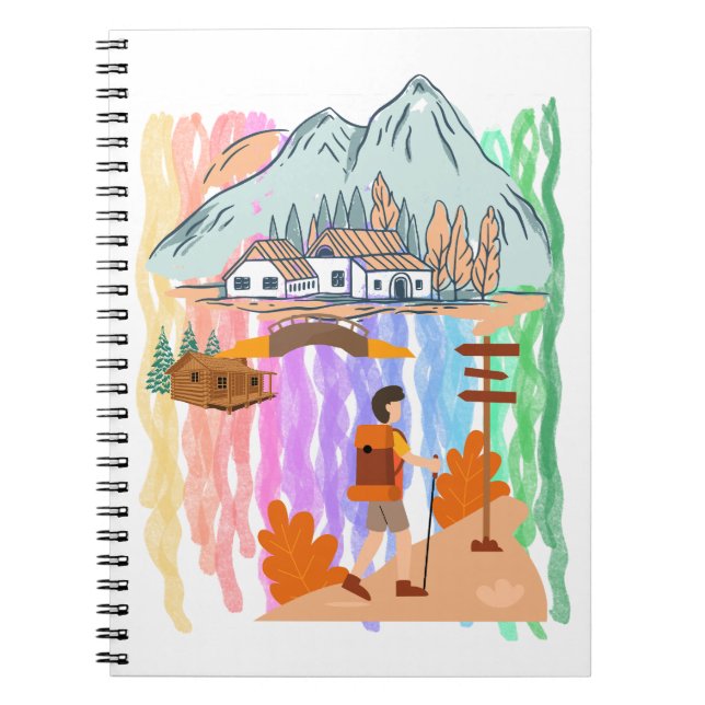 Cuaderno Aventura de senderismo de dibujos animados multico (Frente)
