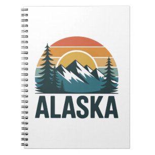 Cuaderno Aventura del atardecer retro de Alaska