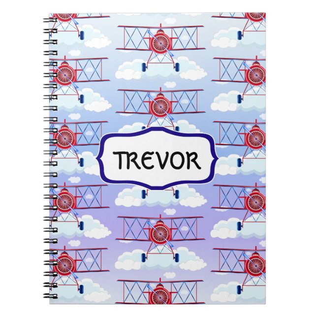 Cuaderno Aventura del viaje del aviador del aeroplano del (Frente)
