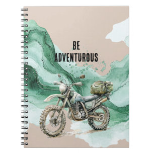 Cuaderno Aventura en motocicleta verde crema