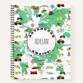 Cuaderno Aventura Personalizada Espera Mapa Mundial Vehícul