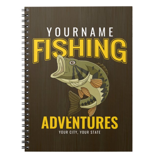 Cuaderno Aventuras de pesca personalizadas: pescador de baj (Frente)
